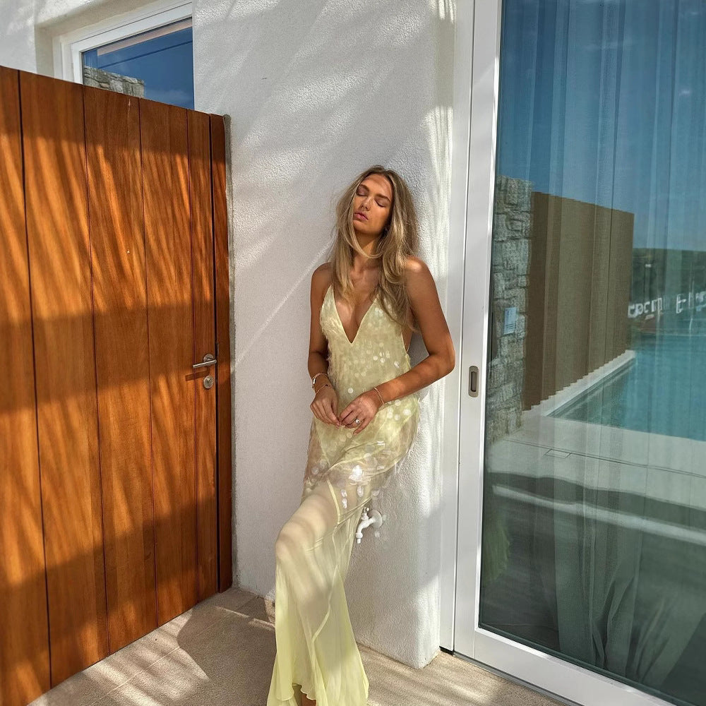 Emilia - Robe longue à paillettes
