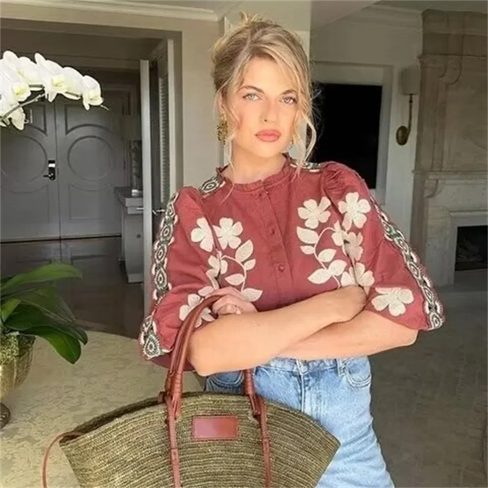 Bellachicha-Shirt - Casual - Blumen bedruckt - Sommer