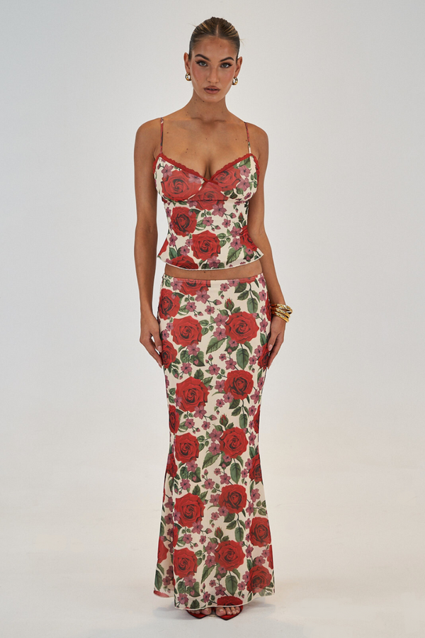 Ensemble jupe rose spaghetti Pélagie