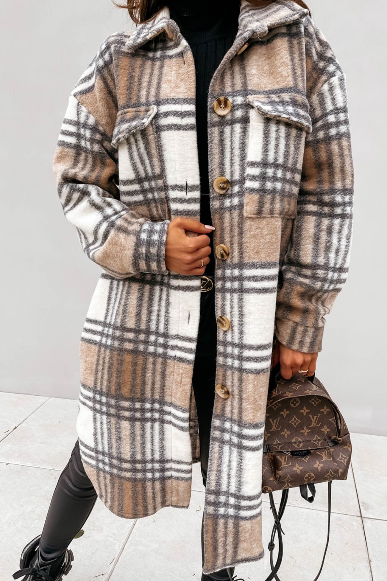 Wiloria | Veste à carreaux à simple boutonnage