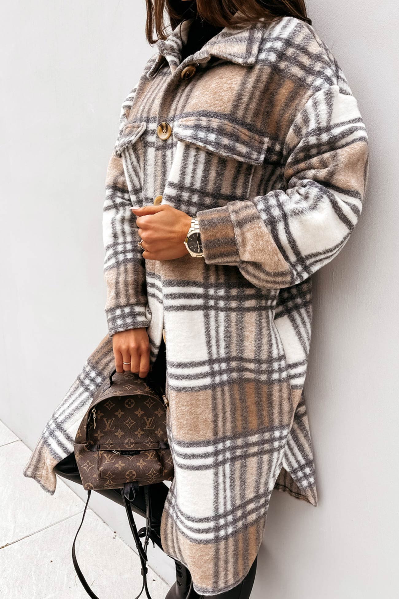 Wiloria | Veste à carreaux à simple boutonnage