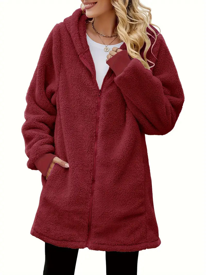 Yuriel | Veste à capuche, manteau d'hiver décontracté et chaud en fausse fourrure avec fermeture éclair