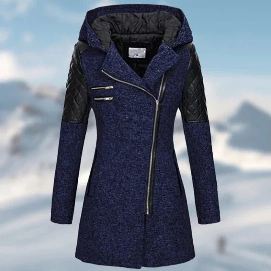 Zin - manteau d'hiver long à capuche pour femme