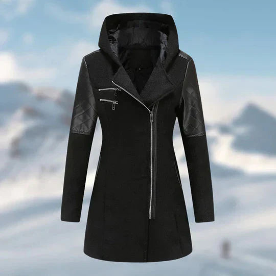 Zin - manteau d'hiver long à capuche pour femme