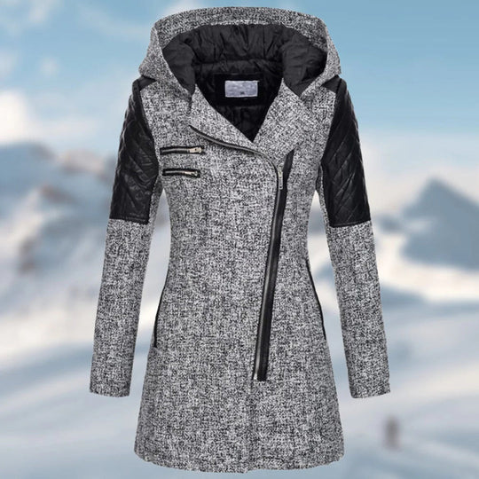 Zin - manteau d'hiver long à capuche pour femme