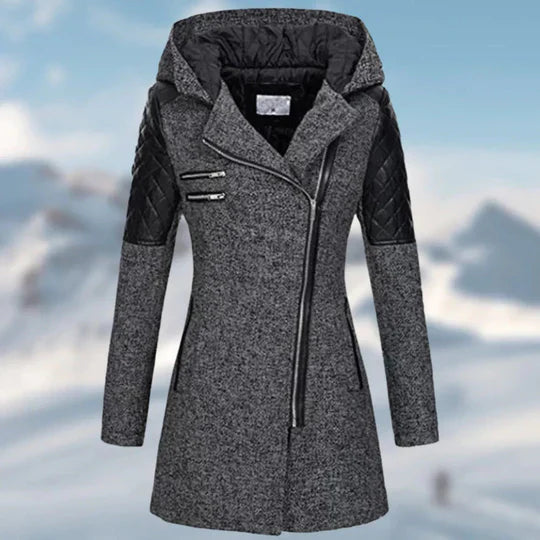 Zin - manteau d'hiver long à capuche pour femme