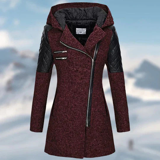 Zin - manteau d'hiver long à capuche pour femme