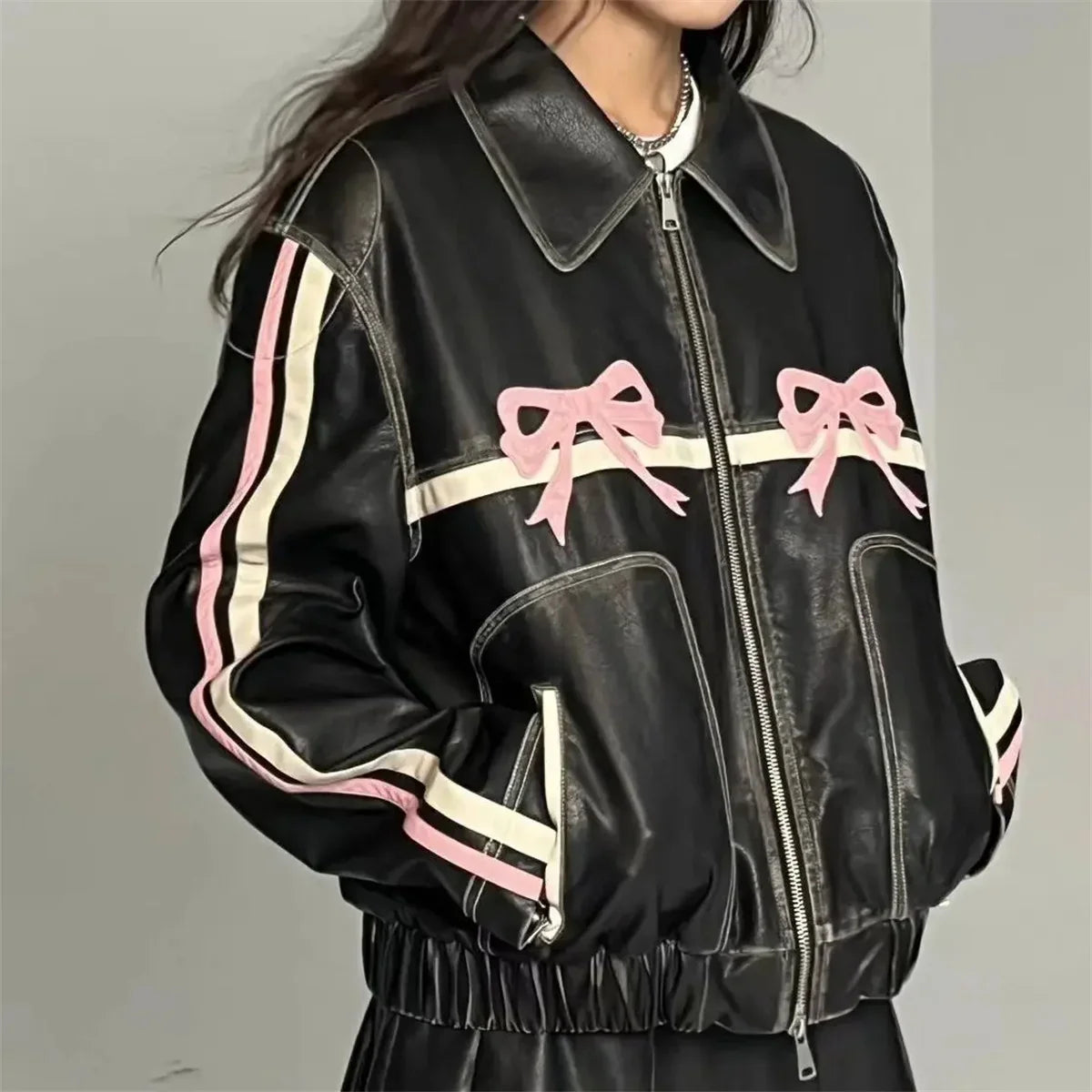 Bren | Damen Vintage Lederjacke mit Reverskragen