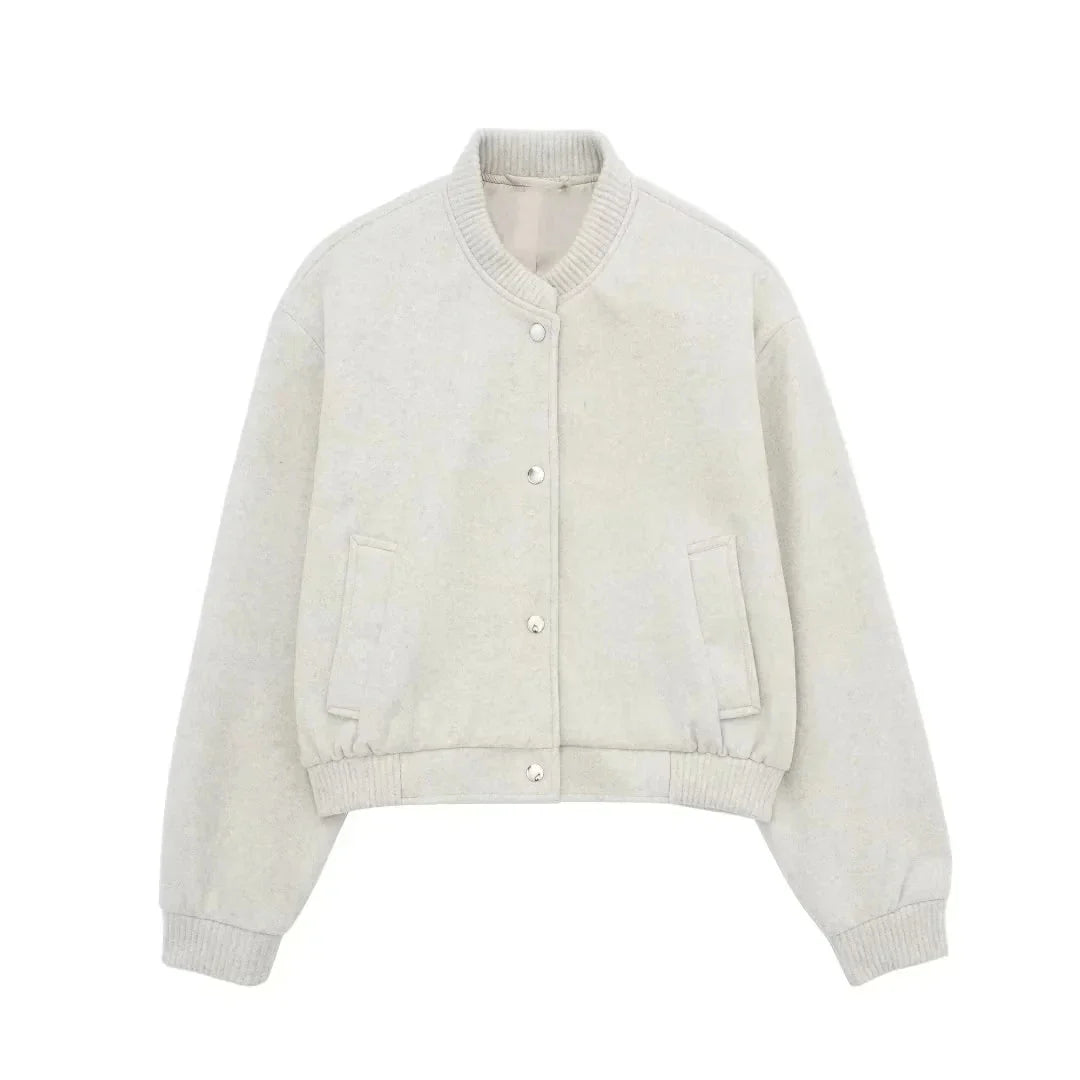 Anelyn | Veste courte en laine pour femme style bomber vintage 