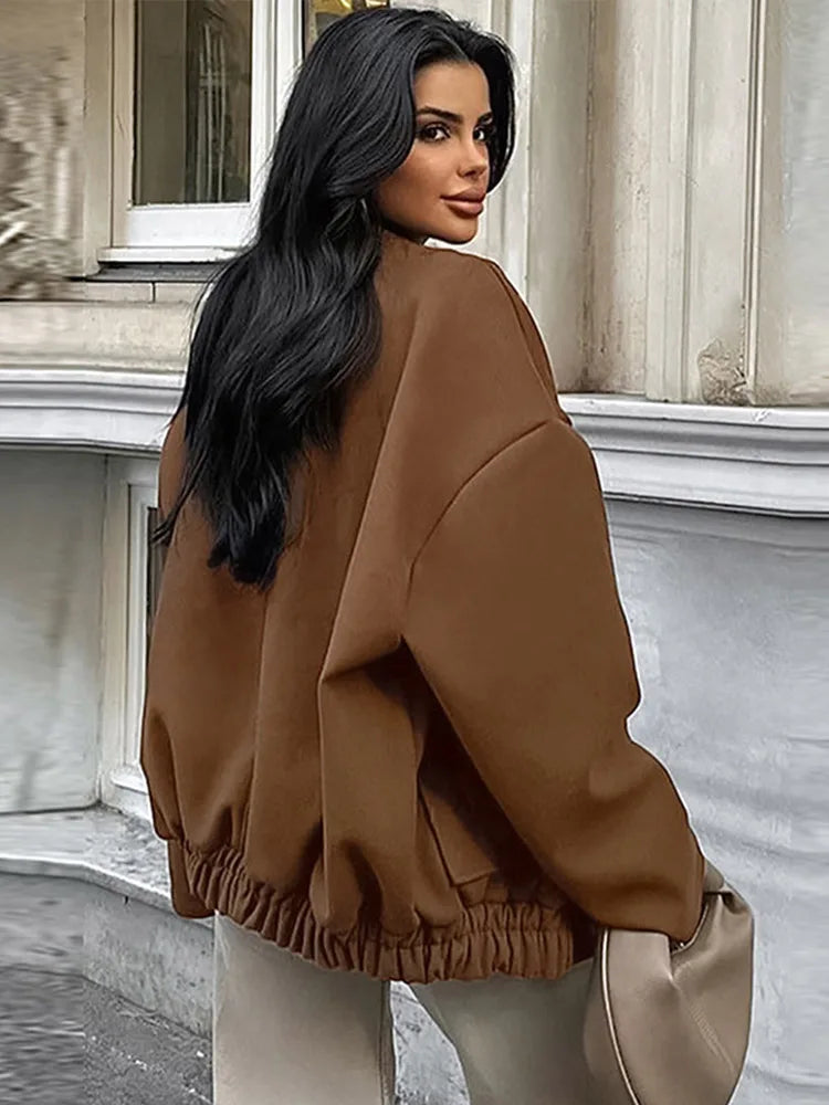 Yven | Manteau en laine pour femme avec col montant et poches 