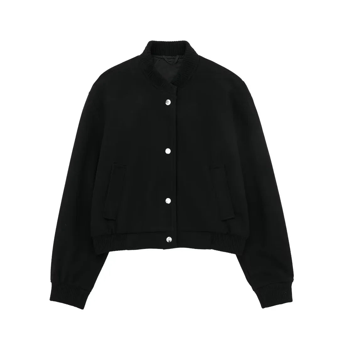 Anelyn | Veste courte en laine pour femme style bomber vintage 