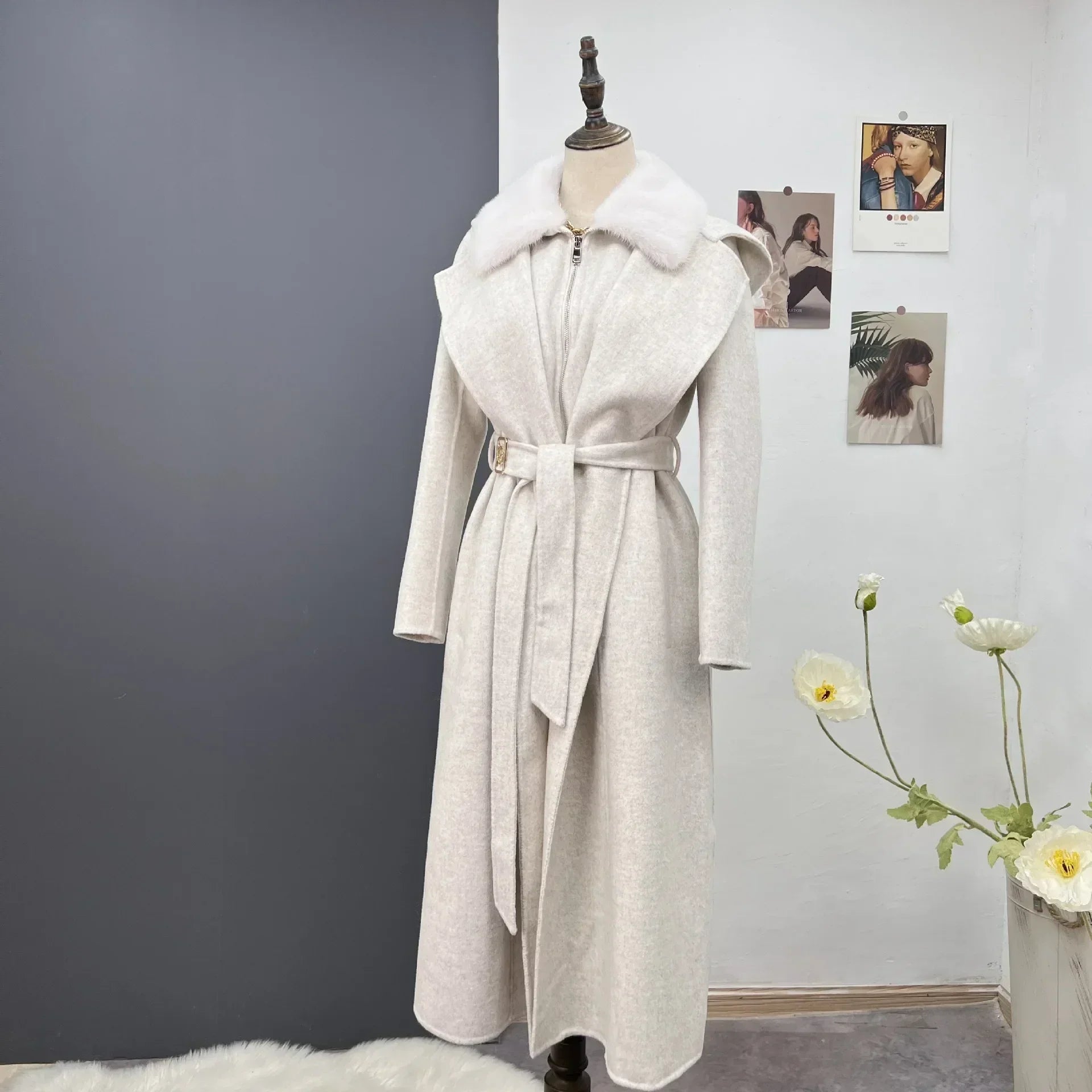 Wehlia | Veste d'hiver pour femme avec col et capuche en fourrure de vison véritable