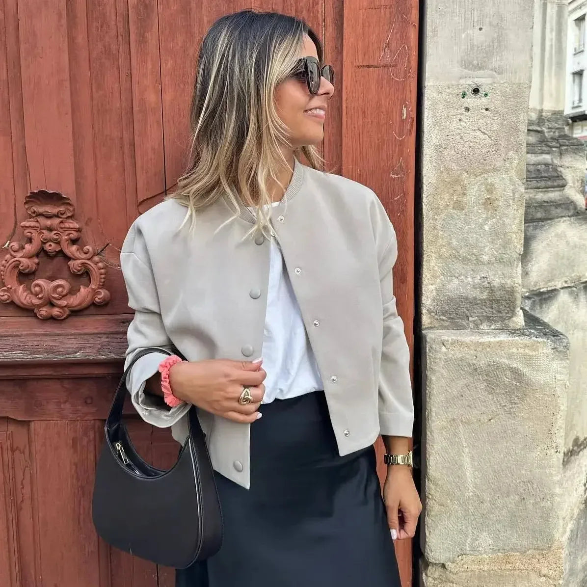 Zoé | Veste bomber courte pour femme avec boutons