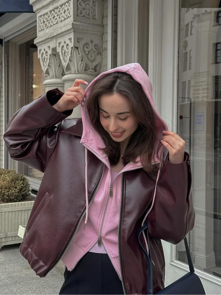 Aya | Veste vintage en cuir PU pour femme avec col à revers 