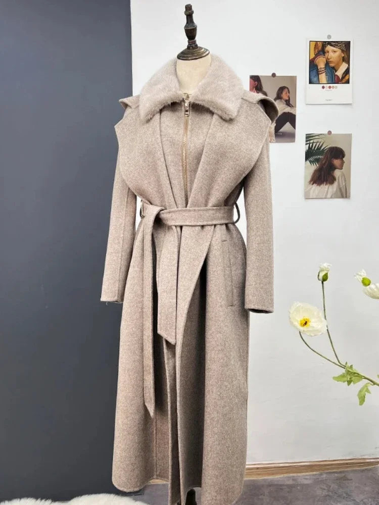 Wehlia | Veste d'hiver pour femme avec col et capuche en fourrure de vison véritable
