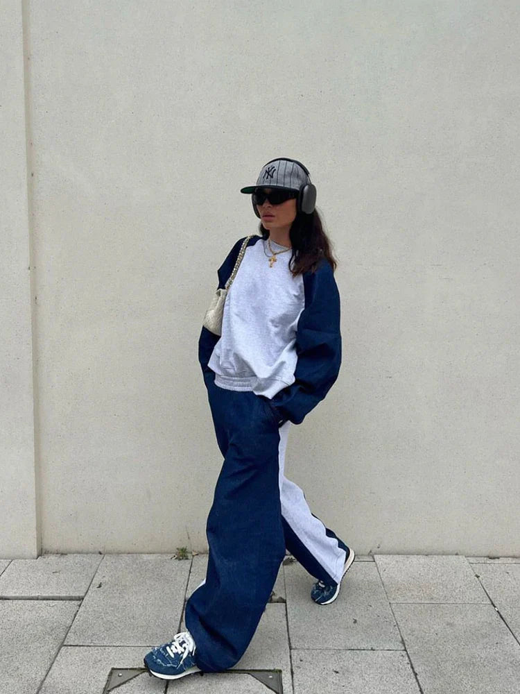 Maike | Denim Sweatshirt Set Damen