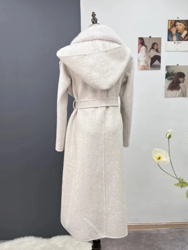 Wehlia | Veste d'hiver pour femme avec col et capuche en fourrure de vison véritable