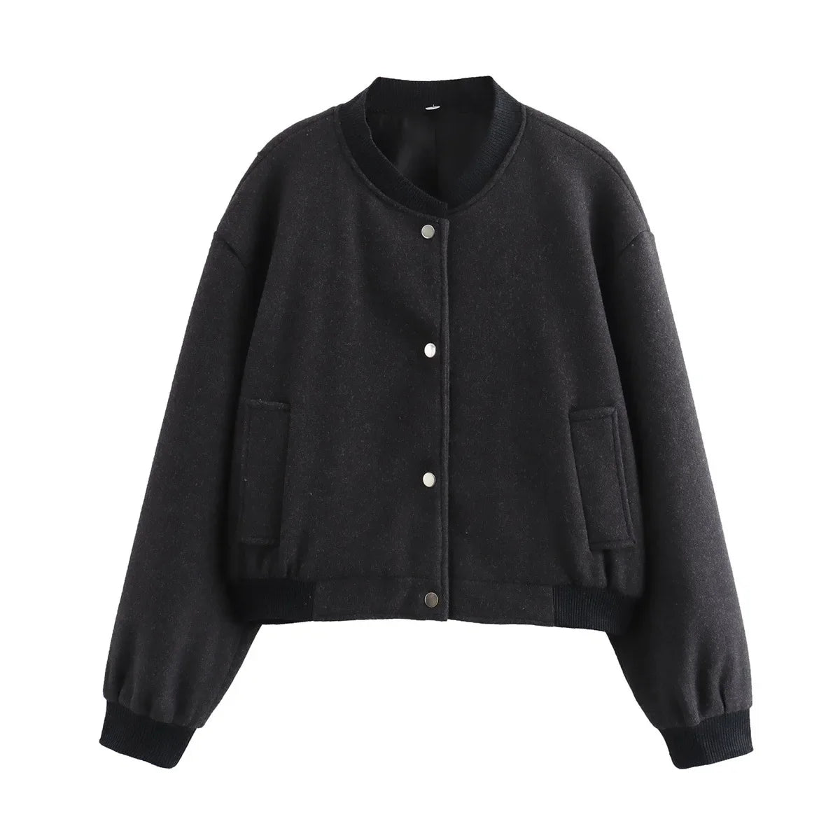 Bam | Veste bomber courte pour femme avec boutons et manches longues 