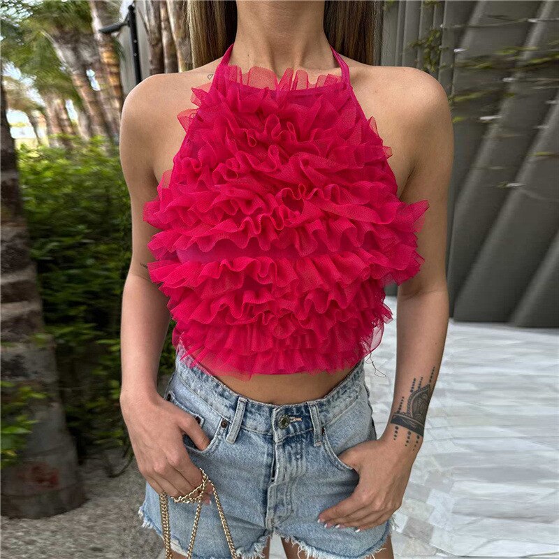 Bellachicha - Rosa Flauschiges Crop-Top