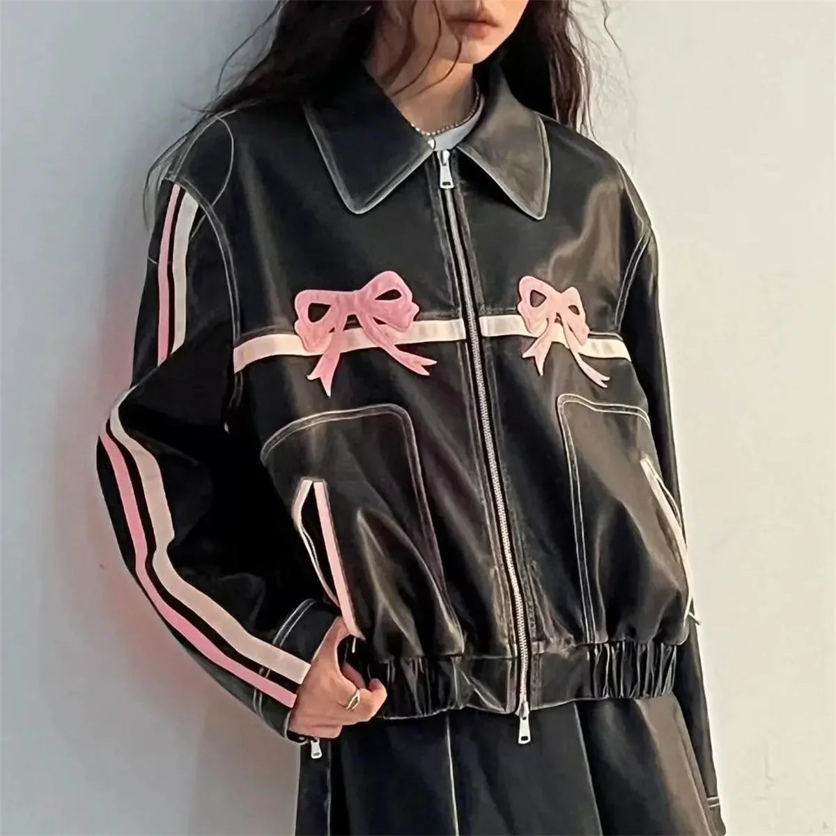 Bren | Damen Vintage Lederjacke mit Reverskragen