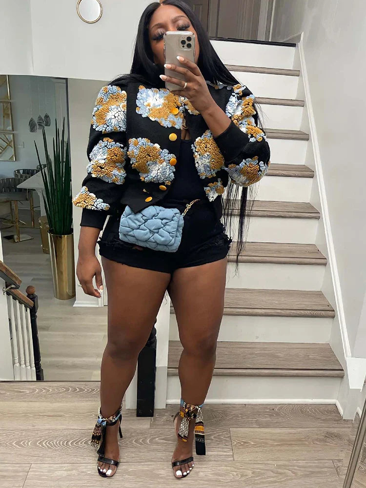 Toundra | Cardigan femme avec fleurs 3D et patte de boutonnage 