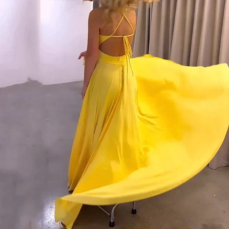 Isabel - Maxikleid Sommermode Hosenträger Schlitz Gekappte Taille