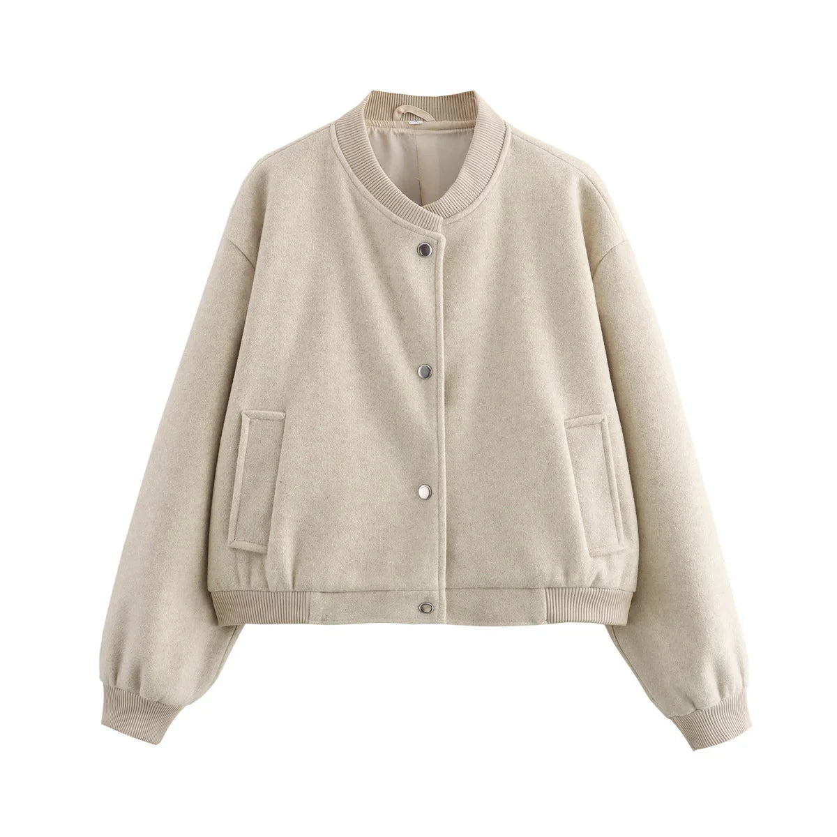 Bam | Veste bomber courte pour femme avec boutons et manches longues 