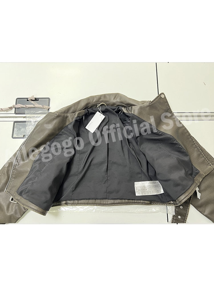 Klassische Kunstleder-Kreation | Damen Vintage Jacke mit Gürtel