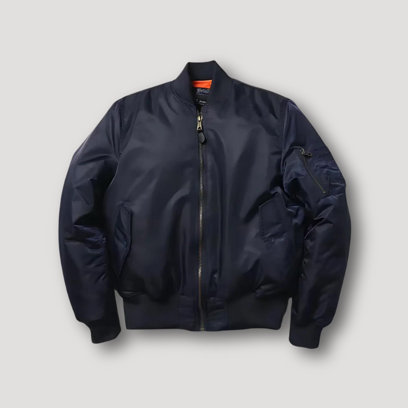 Benne | Blouson aviateur classique à fermeture éclair, lisse et brillant