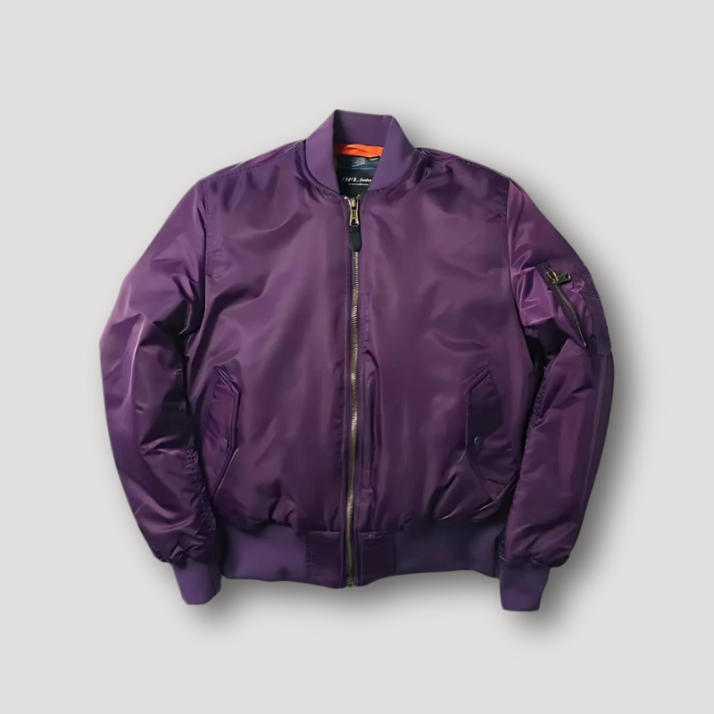 Benne | Blouson aviateur classique à fermeture éclair, lisse et brillant