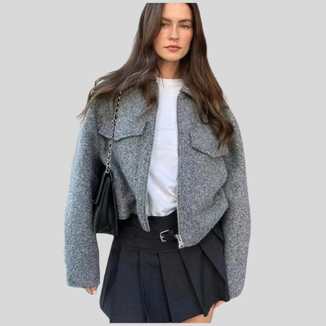 Adeline | Veste en laine à la mode avec fermeture éclair
