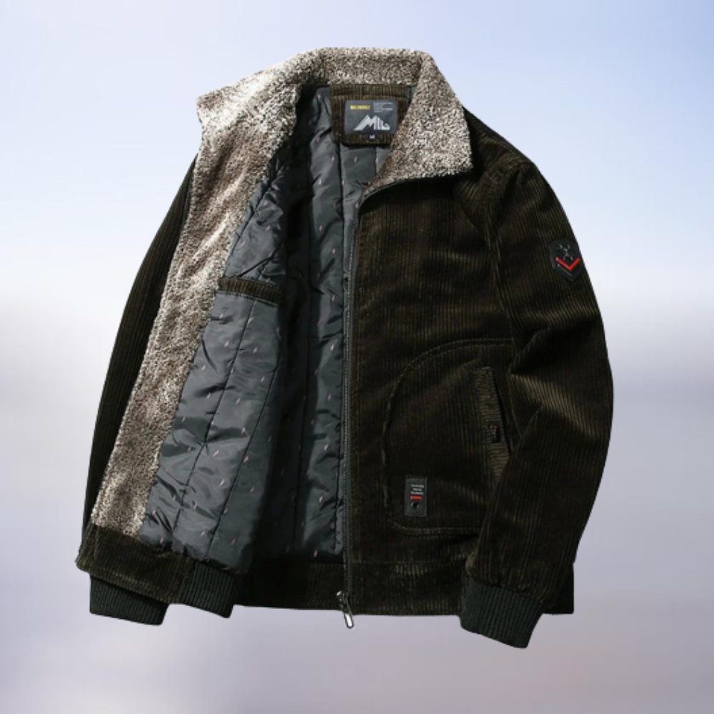 Yiestaya | Veste d'hiver chaude en velours côtelé et fourrure