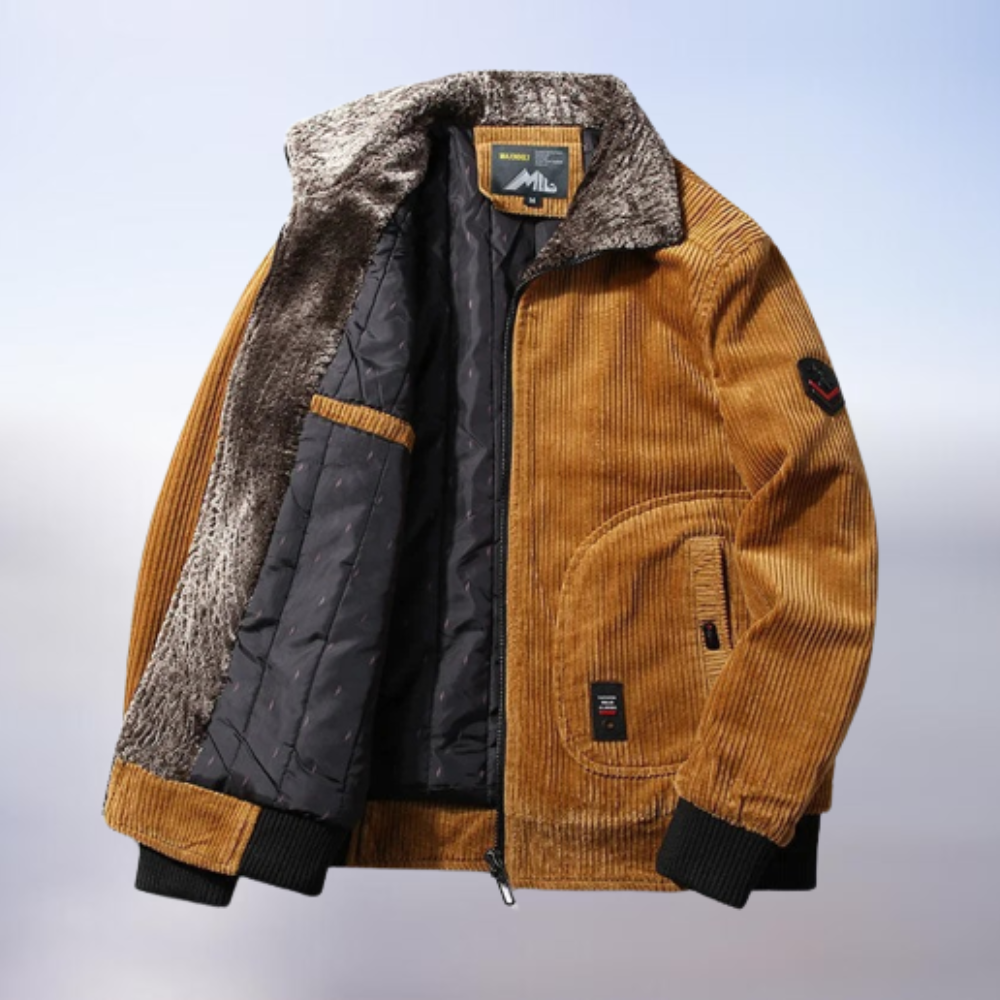 Yiestaya | Veste d'hiver chaude en velours côtelé et fourrure