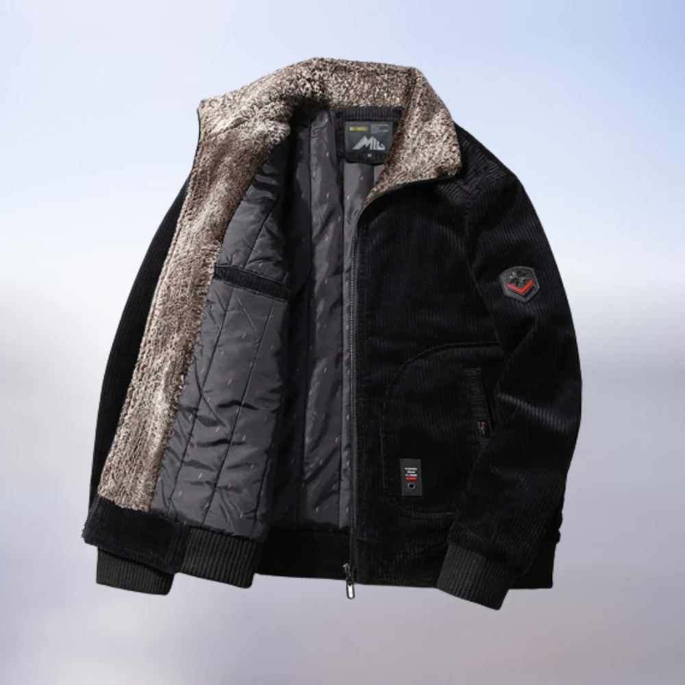 Yiestaya | Veste d'hiver chaude en velours côtelé et fourrure