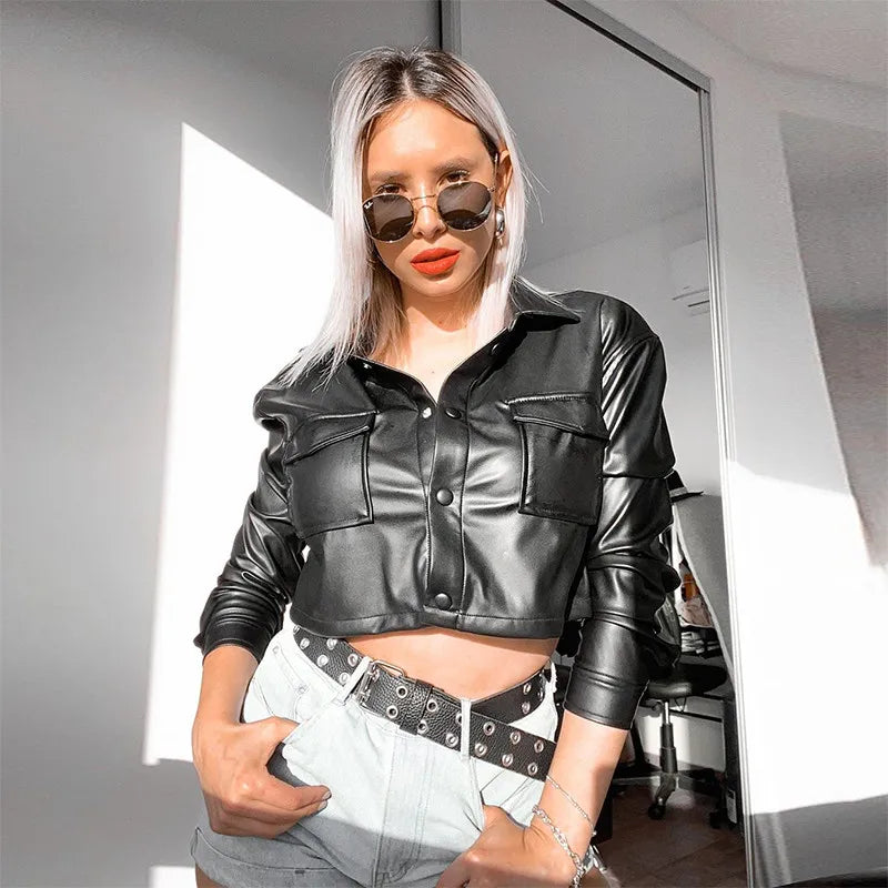 Crop Top Lederjacke