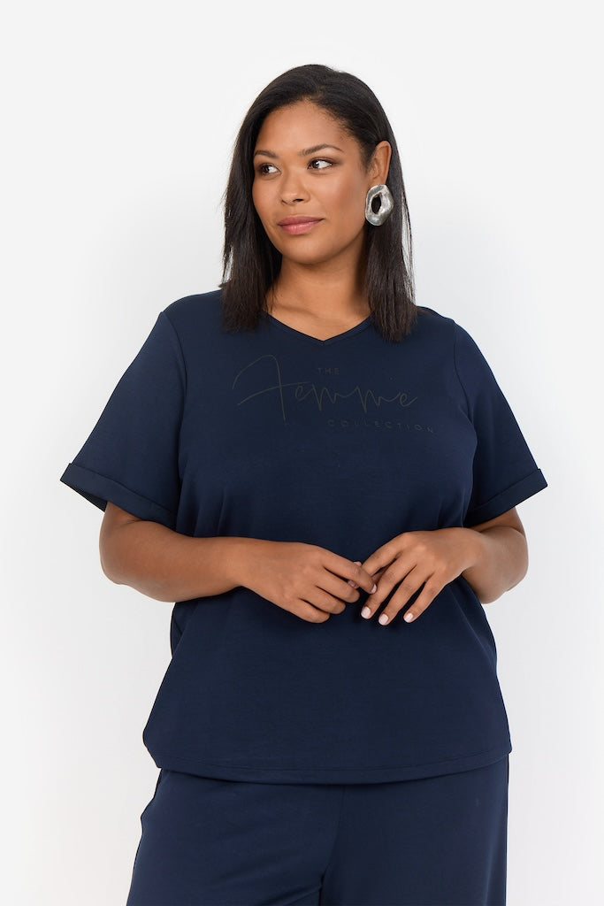 Bellachicha mit Aufdruck in Dunkelblau Plus Size