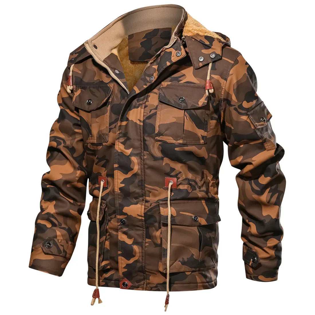 Veste d'hiver militaire chaude avec doublure en fourrure pour homme | parfait pour les activités de plein air