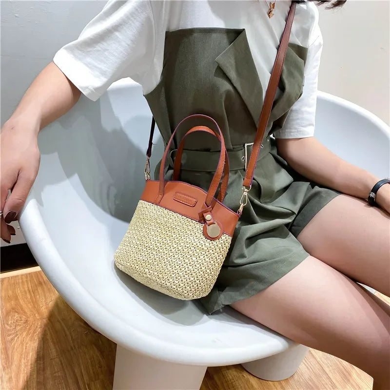 Bellachicha - Damen Schultertasche mit gestricktem Muster, PU-Patchwork und Designerriemen