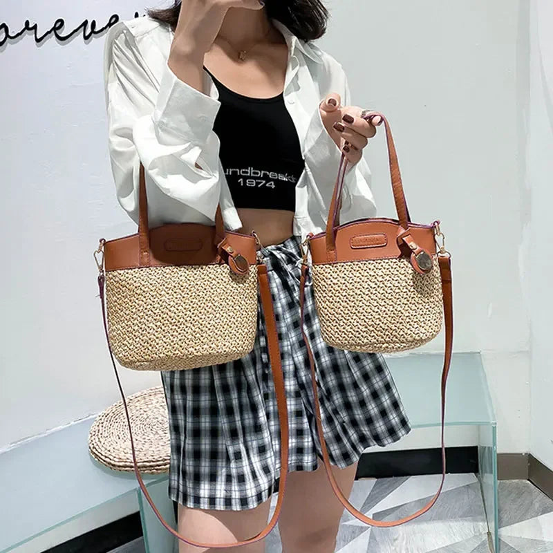 Bellachicha - Damen Schultertasche mit gestricktem Muster, PU-Patchwork und Designerriemen