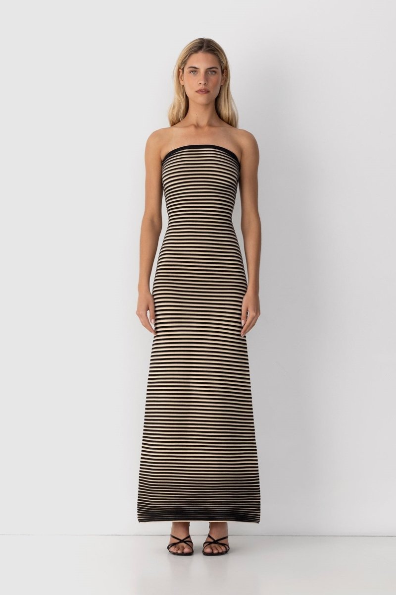 Ärmelloses Maxikleid aus gestreiftem Strick „Adela“