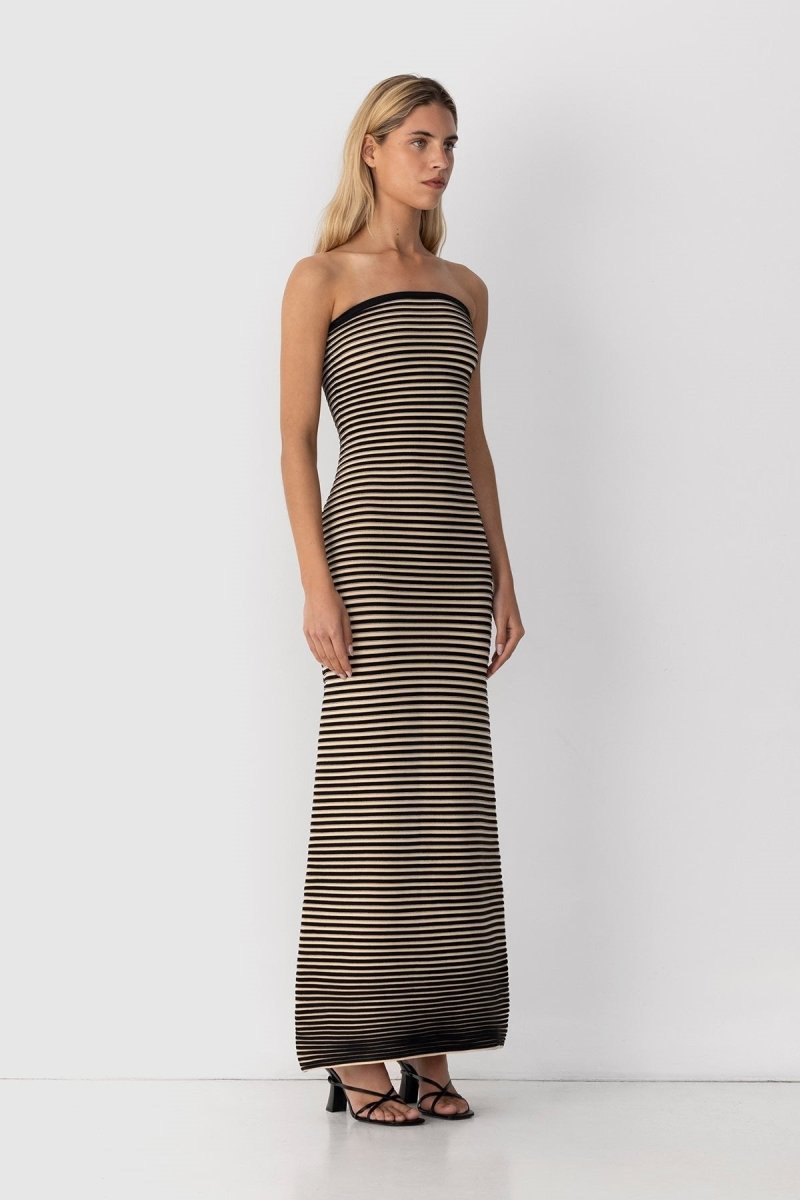 Ärmelloses Maxikleid aus gestreiftem Strick „Adela“