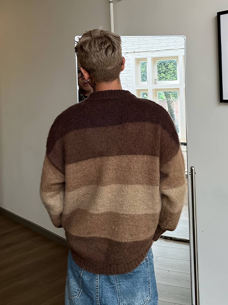 Daniel – Pull ras du cou color-block pour homme