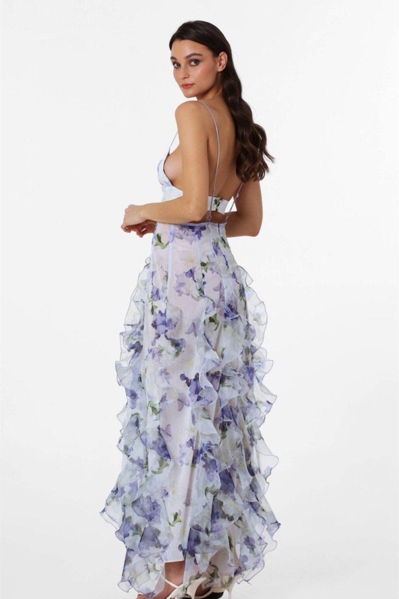 Transparentes Maxikleid „Alexia“ mit Rüschen
