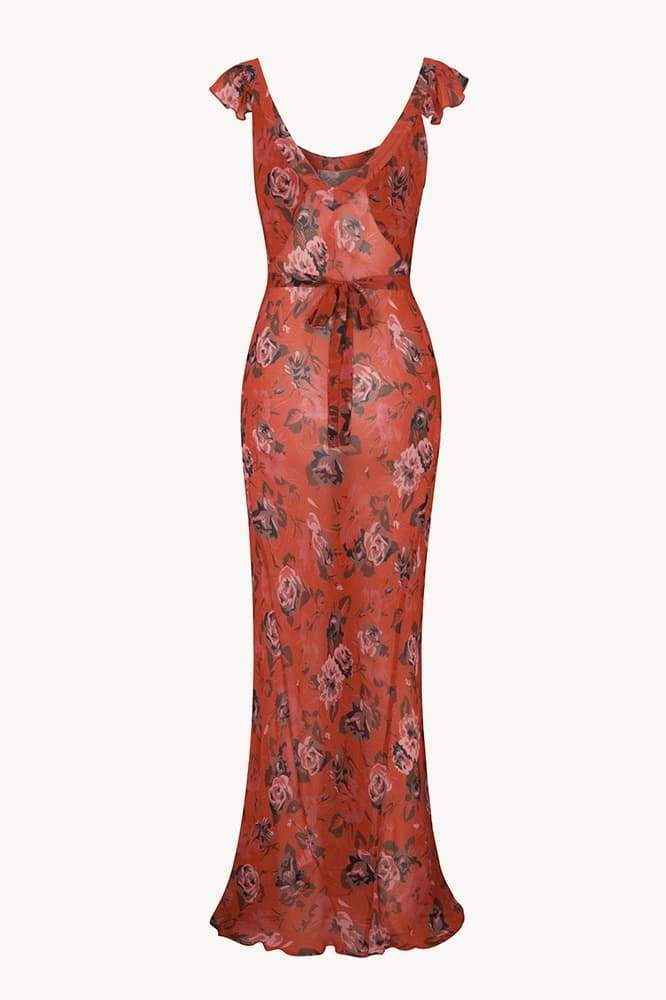 Robe longue à imprimé floral et col rond Alison