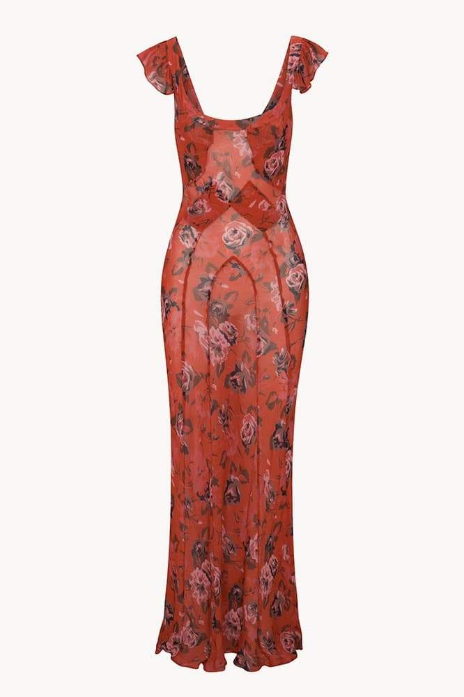 Robe longue à imprimé floral et col rond Alison