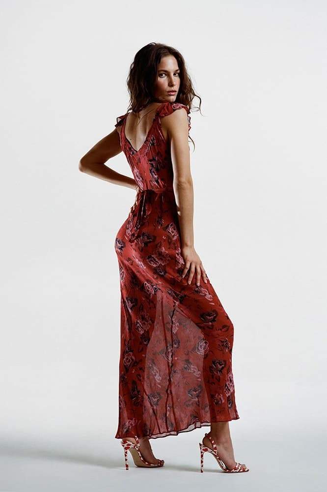 Robe longue à imprimé floral et col rond Alison
