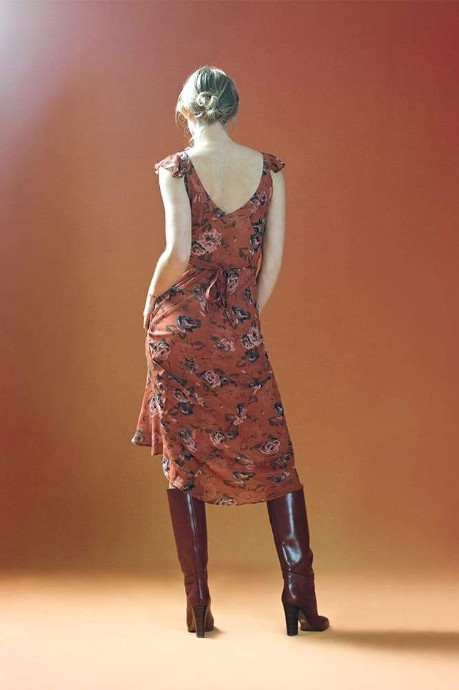 Robe longue à imprimé floral et col rond Alison