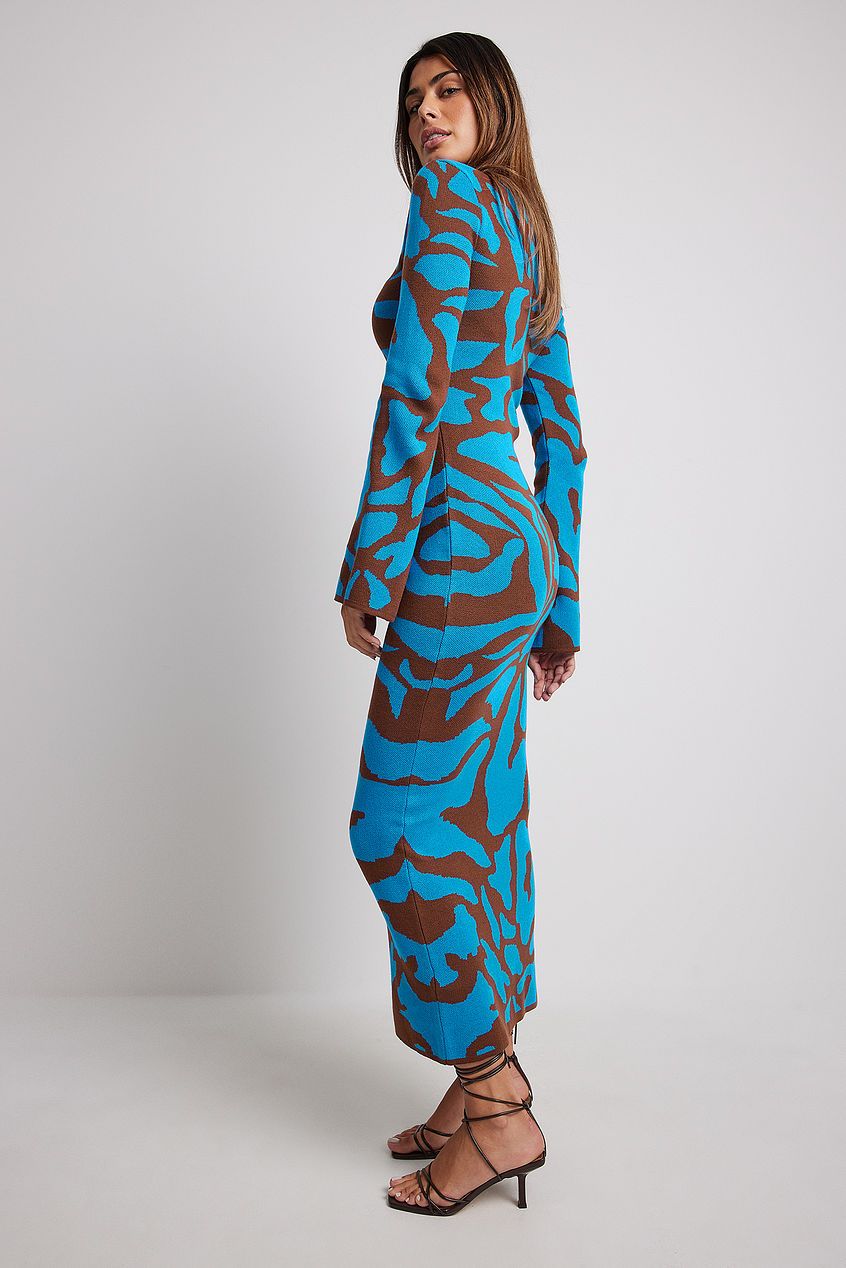 Ava Jacquard-Strick-Midikleid