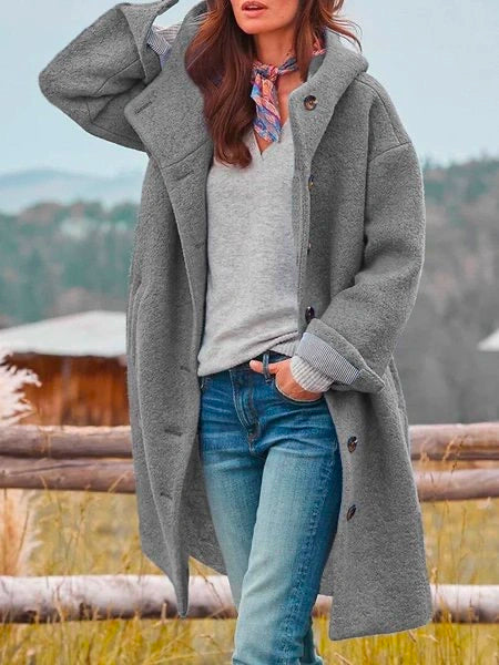 Manteau d'hiver aux couleurs unies et avec poches
