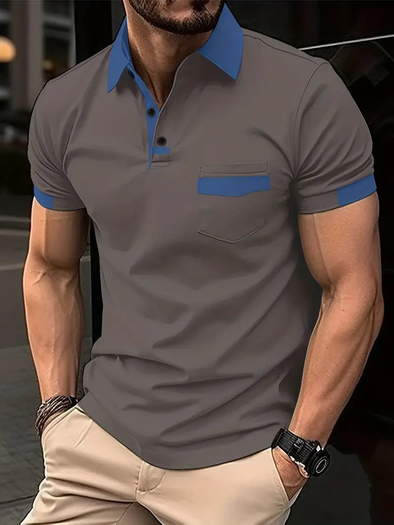 Daniel – chemise à revers colorée à manches courtes avec poche poitrine pour le printemps/été